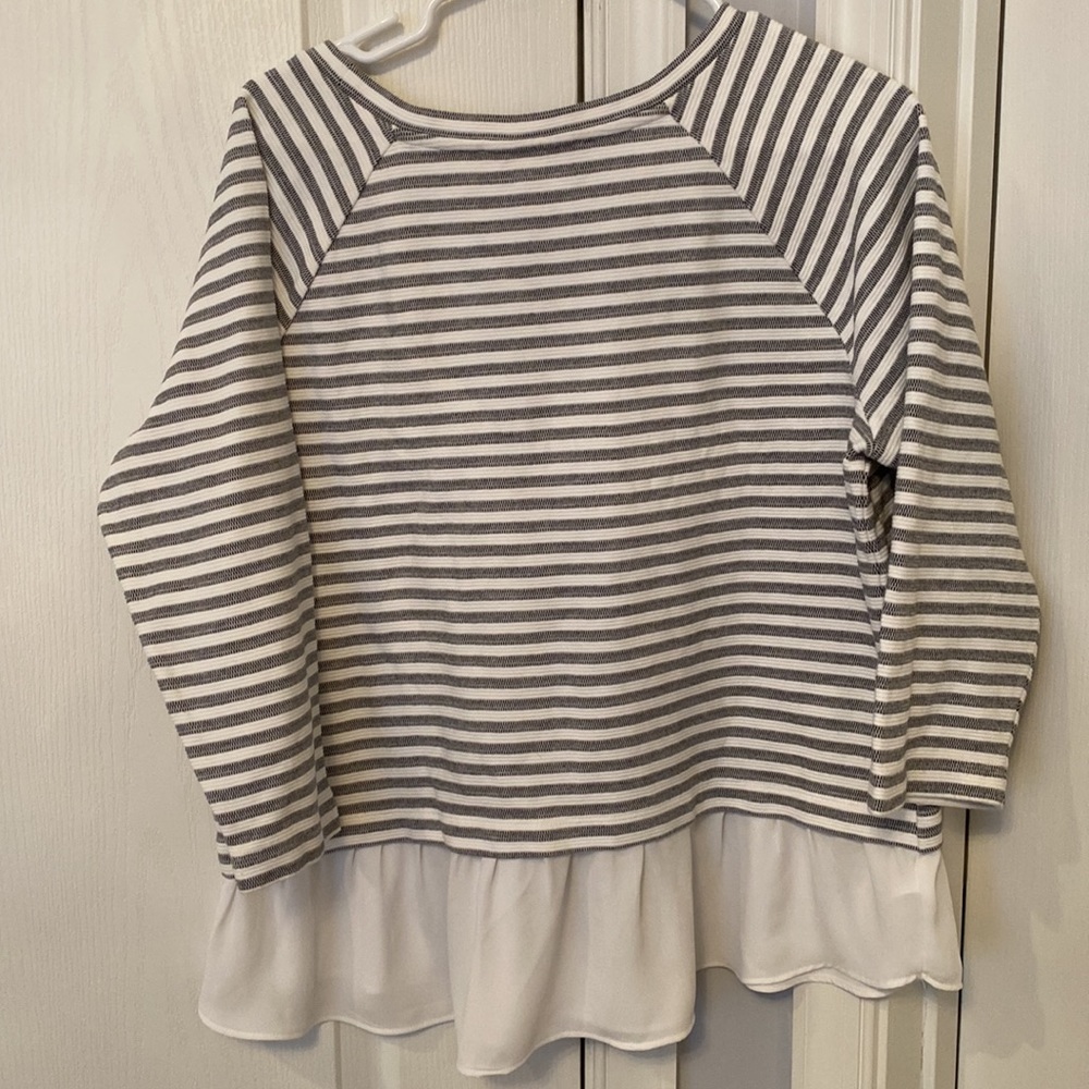 LOFT Striped Ruffle Sweatshirt - Picture 4 of 4